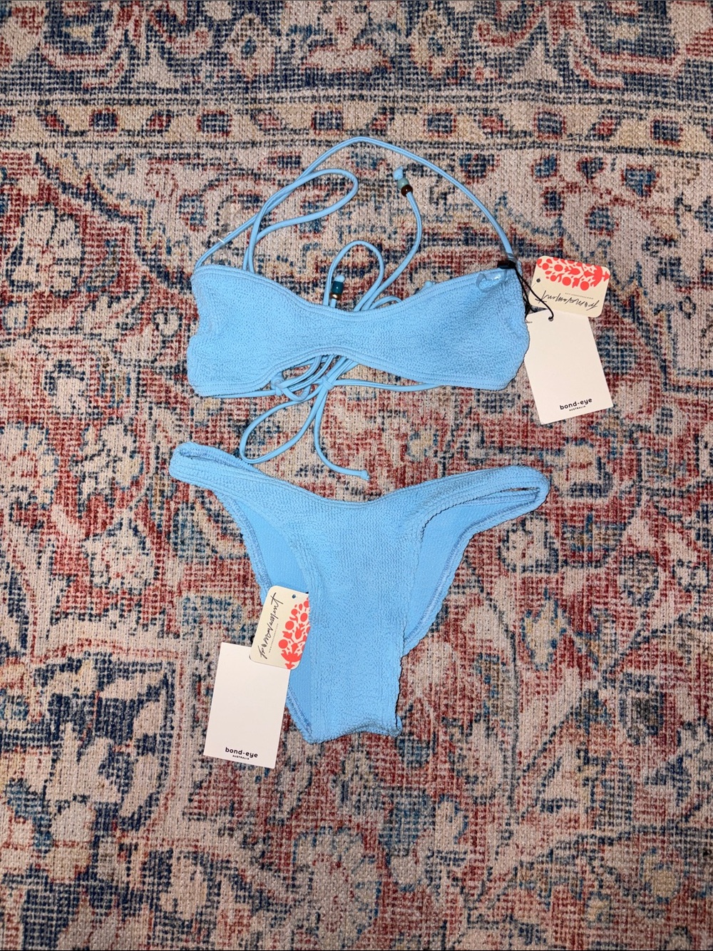Bond Eye Beaded Piper Bandeau Top + Scene Brief Set in Cloud Blue OS NWT - Picture 4 of 6
